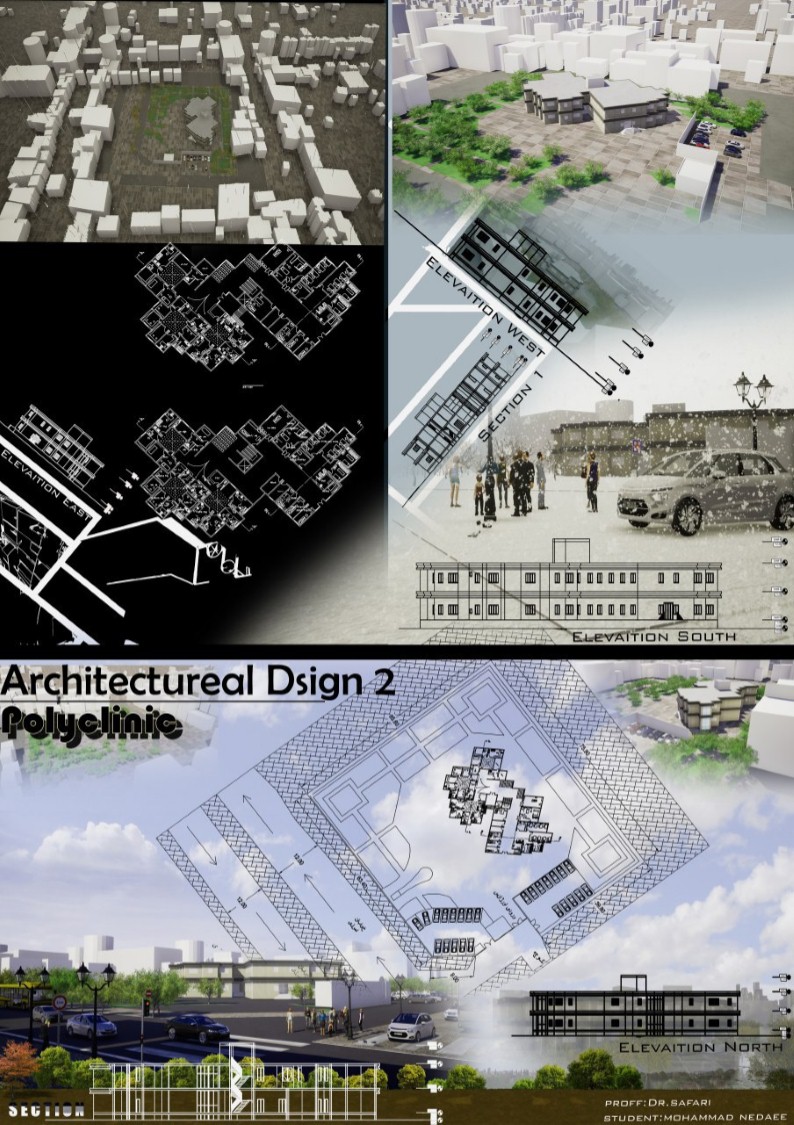 poly-kelinikmemaridlcom-1 پروژه معماری طراحی پلی کلینیک | پلان معماری | فایل های سه بعدی  